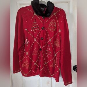 Designers Originals Vintage Studio Joy Red Holiday Jacket with Black Collar 0073